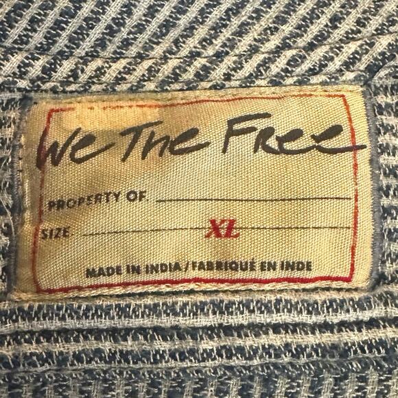 Free People Bohemian By The Shore Tunic Shirt in Indigo Stripe Size XL Coastal - Picture 9 of 11